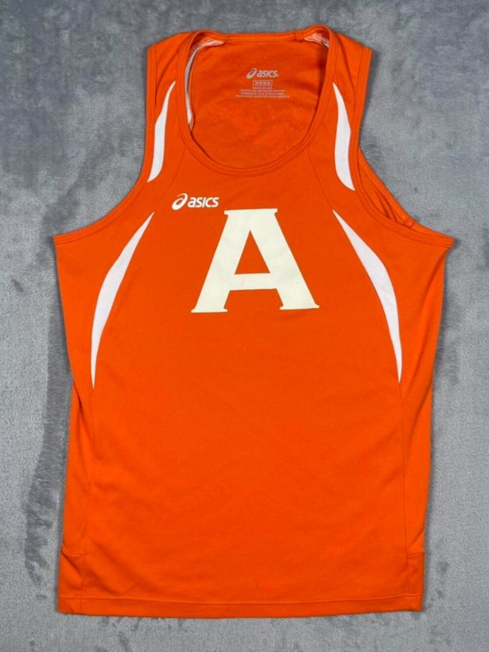 ASICS Running Track Singlet Jersey Men’s M Orange USA Made Racing Tank Top